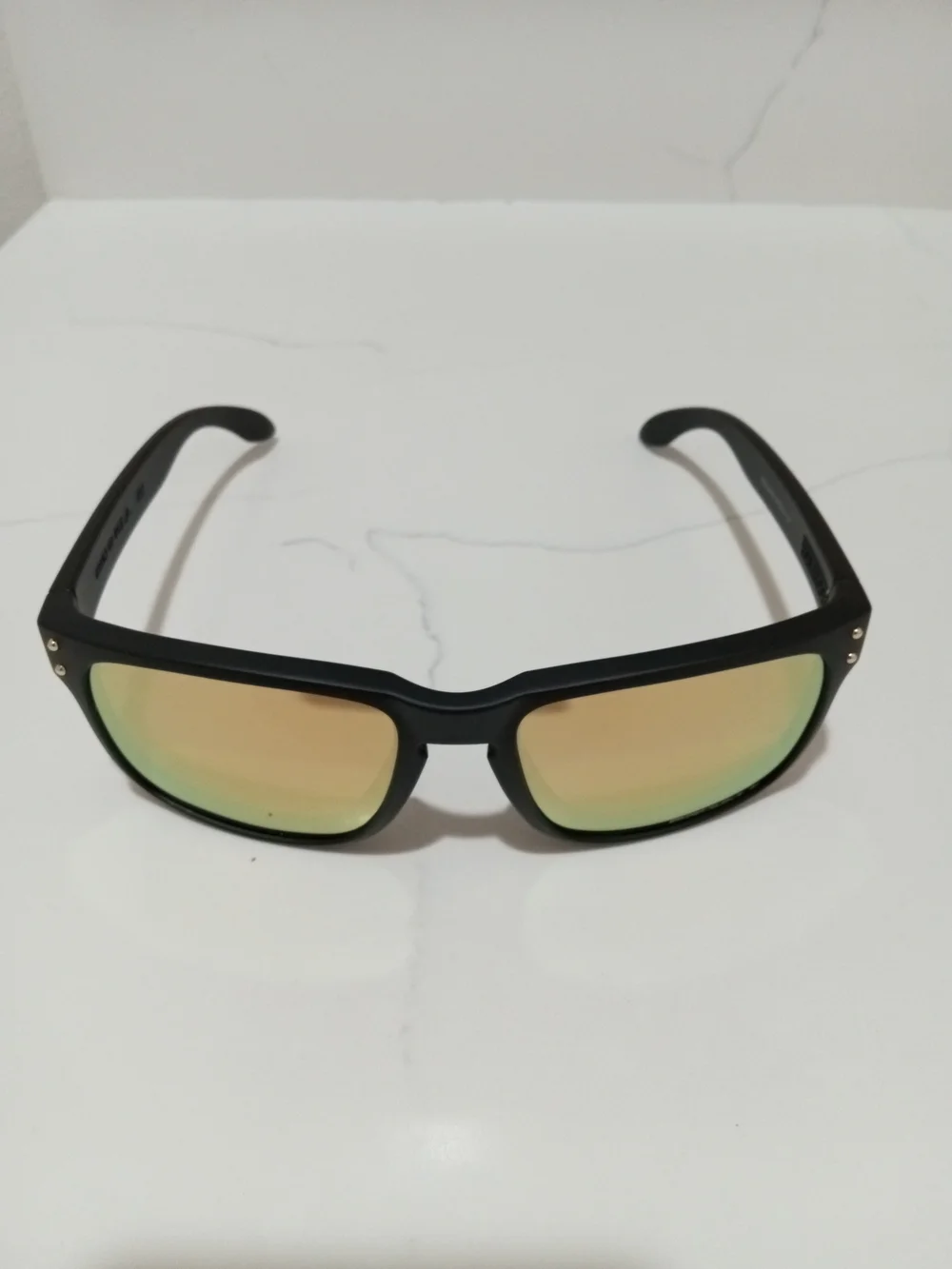 Oakley Men’s Black Sunglasses with Gold-Green Mirrored Lenses